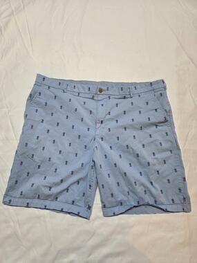 Izod Men's Blue Pineapple Printed Cotton Chino Shorts Size 42